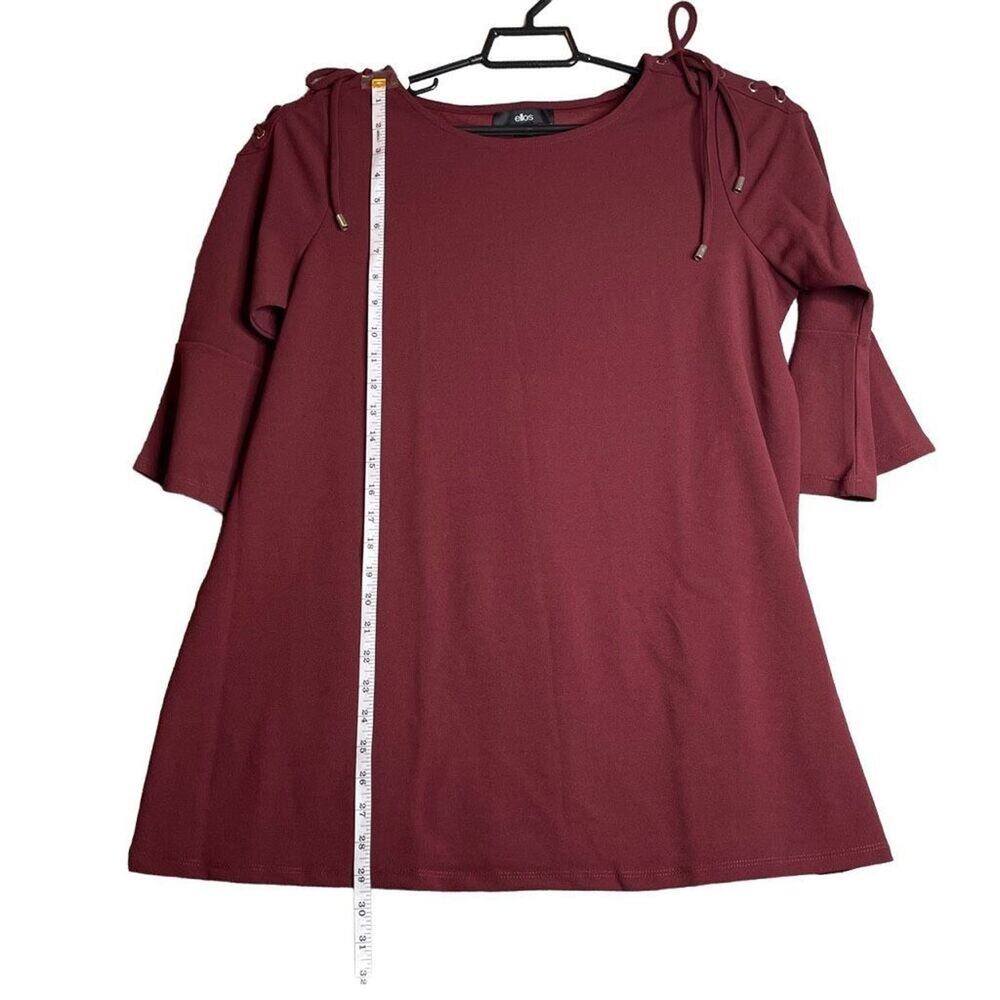 Ellos Women's 3/4 Sleeves Burgundy Top‎ Blouse Size Small 10/12 - Picture 5 of 11
